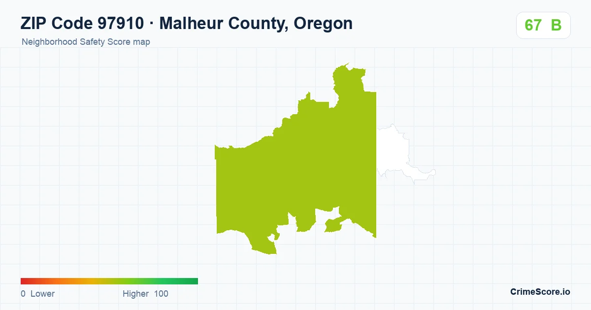 ZIP Code 97910 in Malheur County, Oregon neighborhood Safety Score map