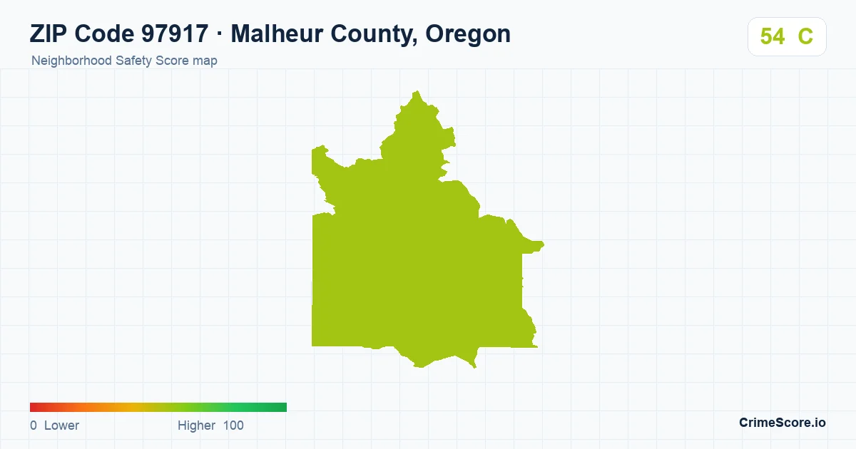 ZIP Code 97917 in Malheur County, Oregon neighborhood Safety Score map