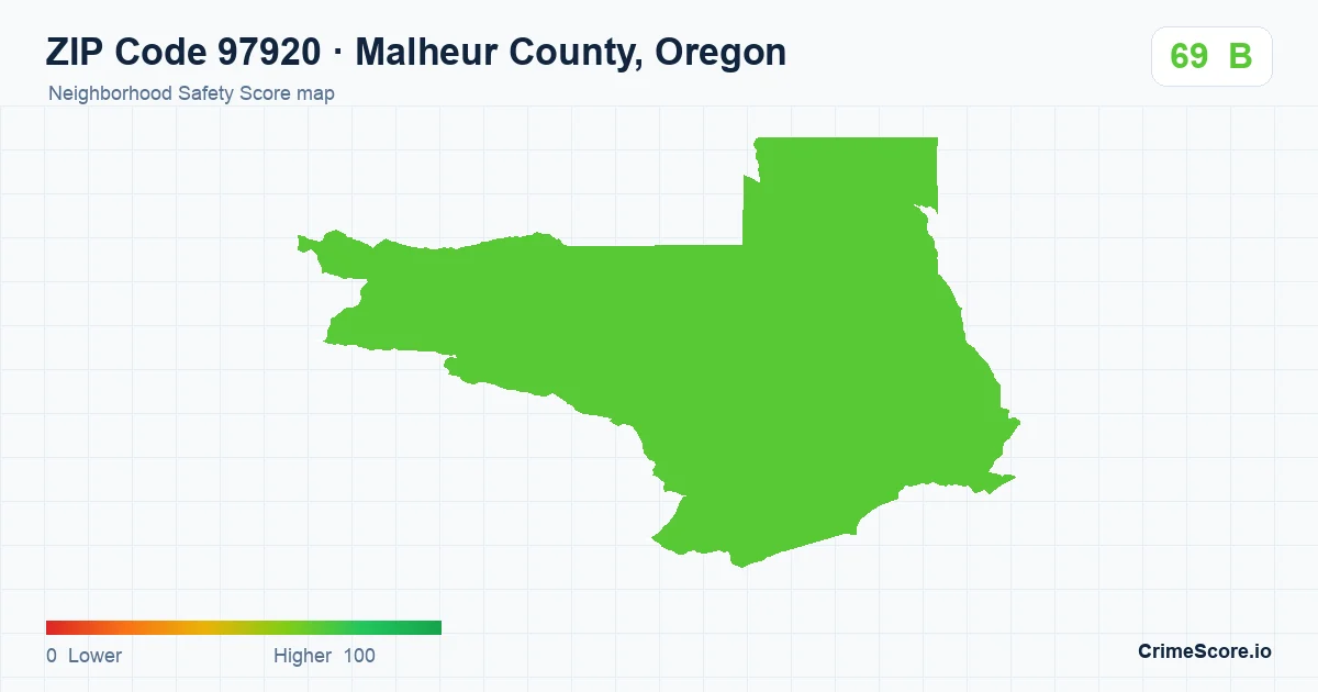 ZIP Code 97920 in Malheur County, Oregon neighborhood Safety Score map