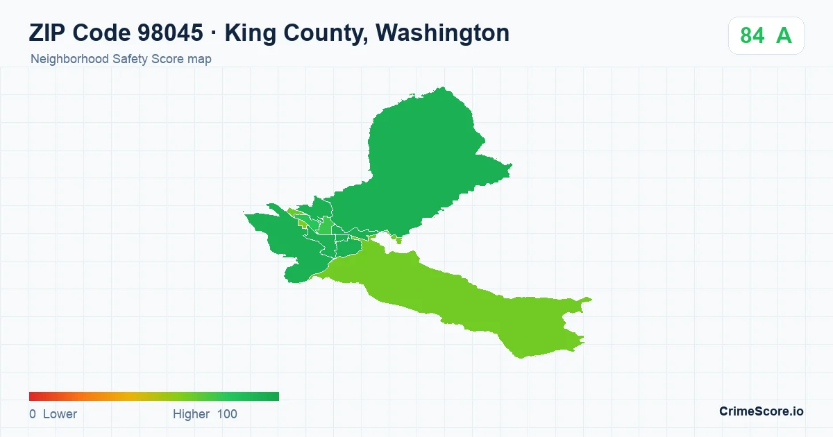 ZIP Code 98045 in King County, Washington neighborhood Safety Score map