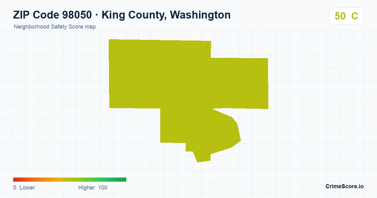 ZIP Code 98050 in King County, Washington neighborhood Safety Score map