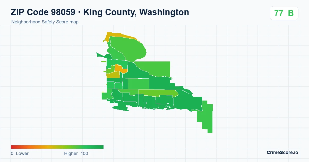 ZIP Code 98059 in King County, Washington neighborhood Safety Score map