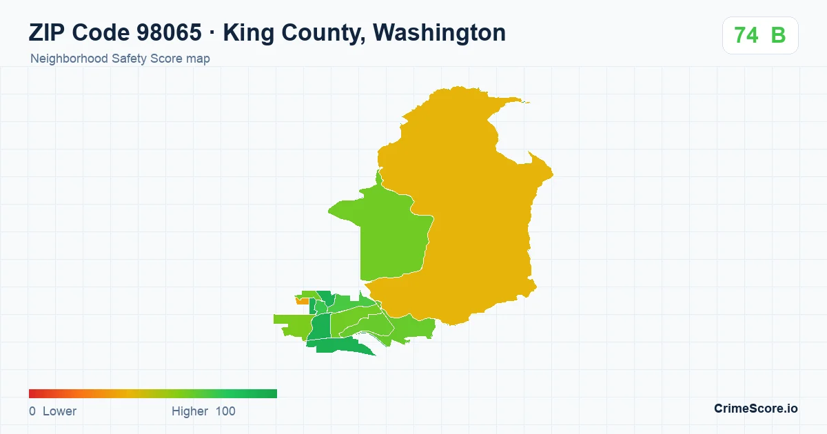 ZIP Code 98065 in King County, Washington neighborhood Safety Score map