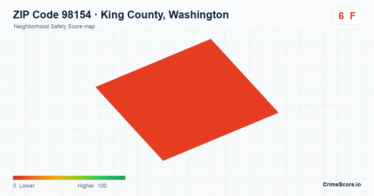 ZIP Code 98154 in King County, Washington neighborhood Safety Score map