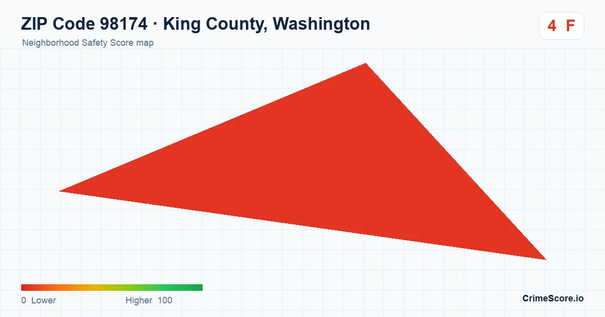 ZIP Code 98174 in King County, Washington neighborhood Safety Score map