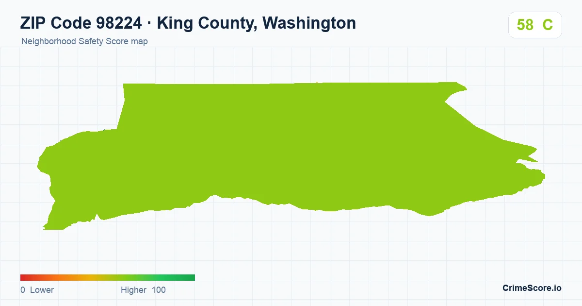ZIP Code 98224 in King County, Washington neighborhood Safety Score map