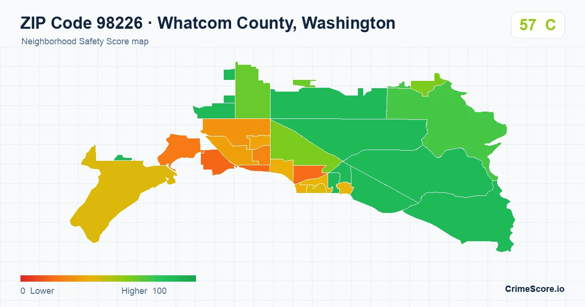 ZIP Code 98226 in Whatcom County, Washington neighborhood Safety Score map