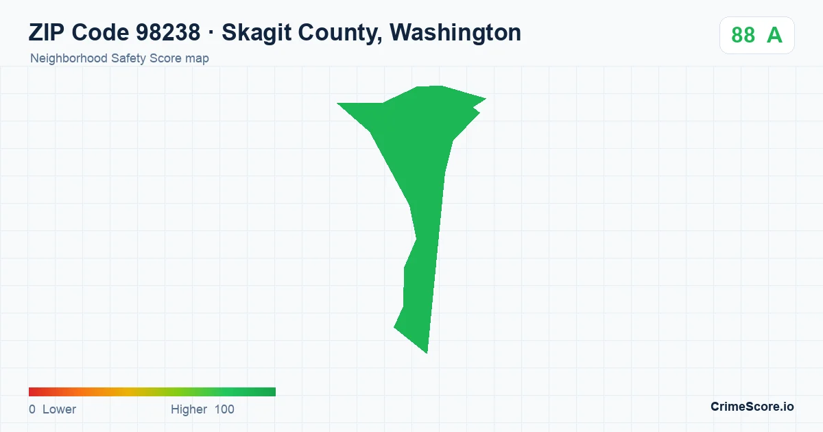 ZIP Code 98238 in Skagit County, Washington neighborhood Safety Score map
