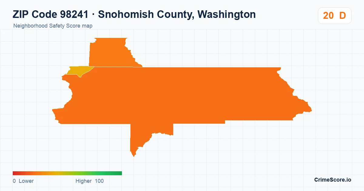ZIP Code 98241 in Snohomish County, Washington neighborhood Safety Score map