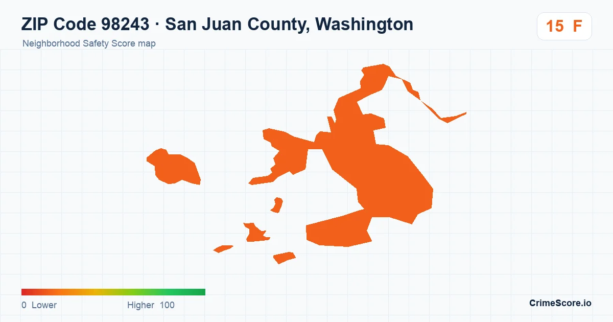 ZIP Code 98243 in San Juan County, Washington neighborhood Safety Score map