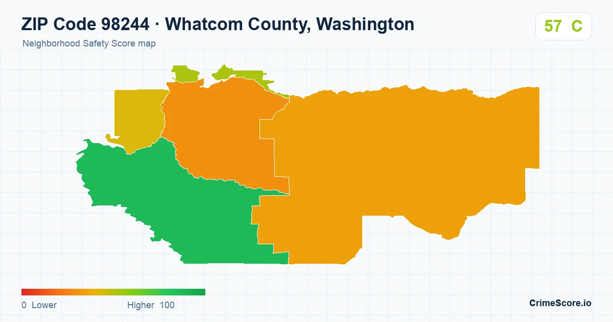 ZIP Code 98244 in Whatcom County, Washington neighborhood Safety Score map