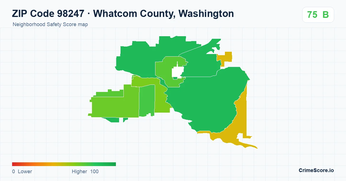 ZIP Code 98247 in Whatcom County, Washington neighborhood Safety Score map
