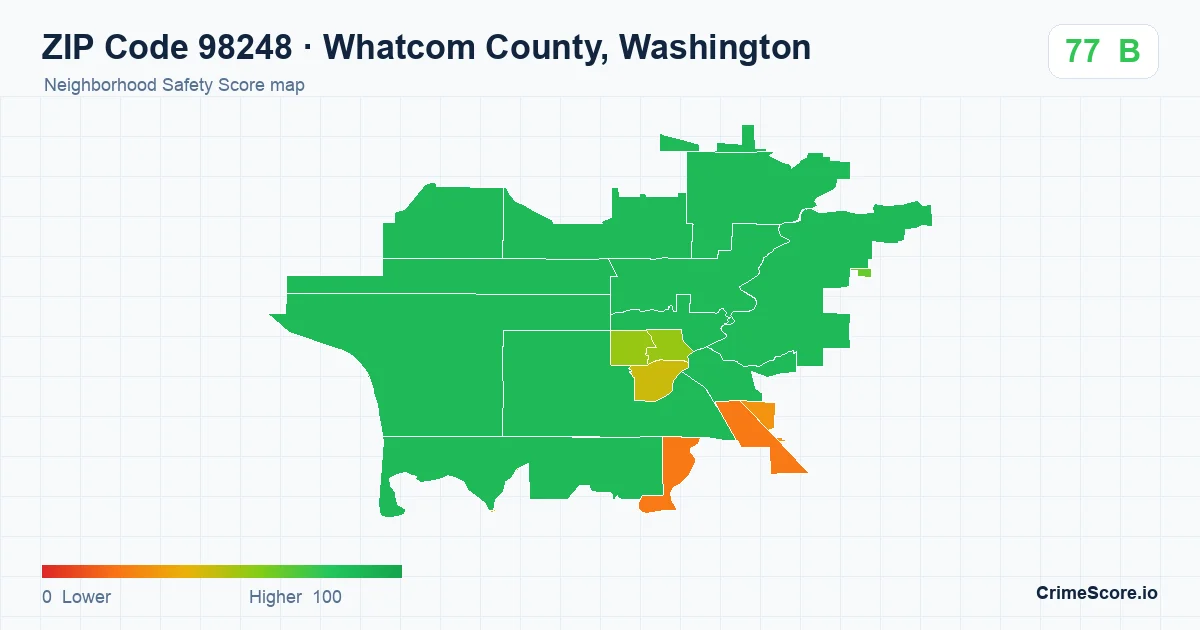 ZIP Code 98248 in Whatcom County, Washington neighborhood Safety Score map