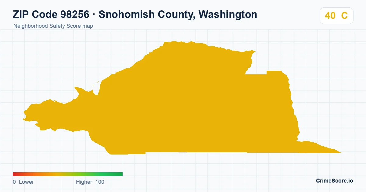ZIP Code 98256 in Snohomish County, Washington neighborhood Safety Score map