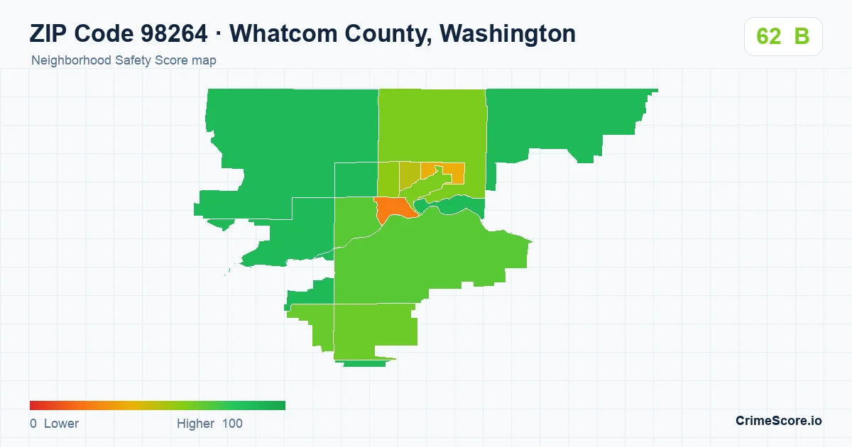 ZIP Code 98264 in Whatcom County, Washington neighborhood Safety Score map