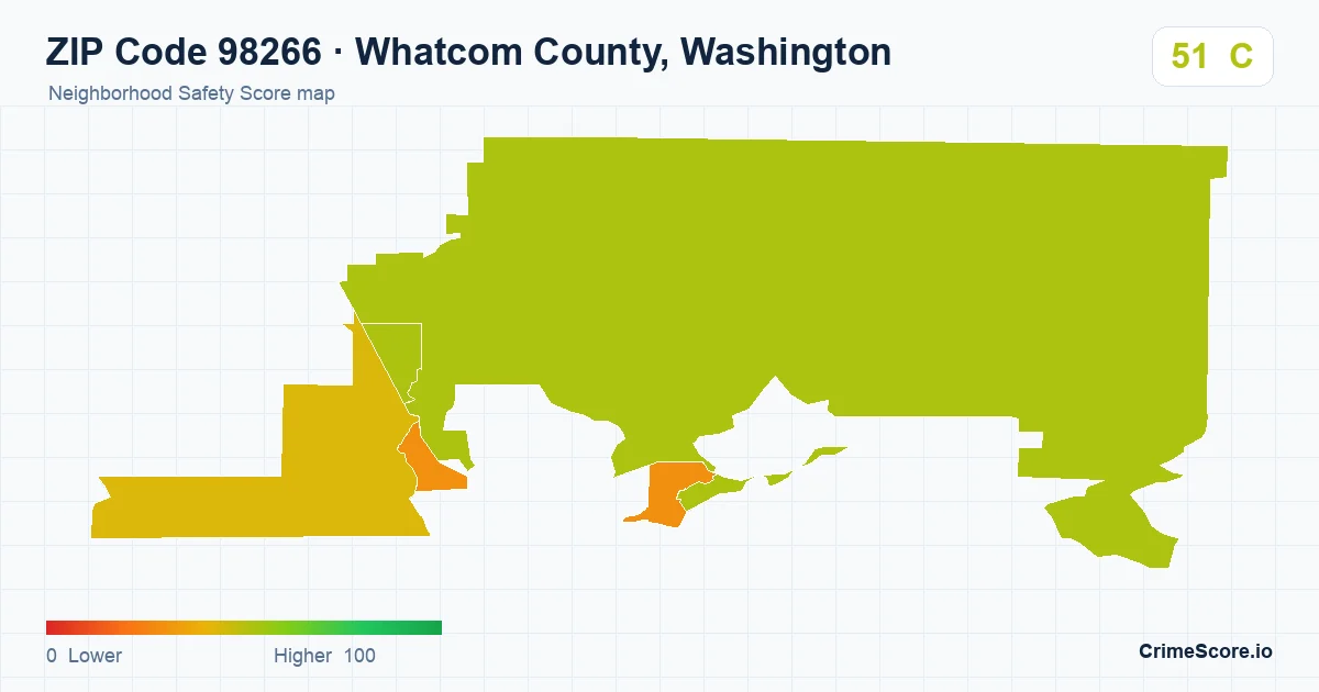 ZIP Code 98266 in Whatcom County, Washington neighborhood Safety Score map
