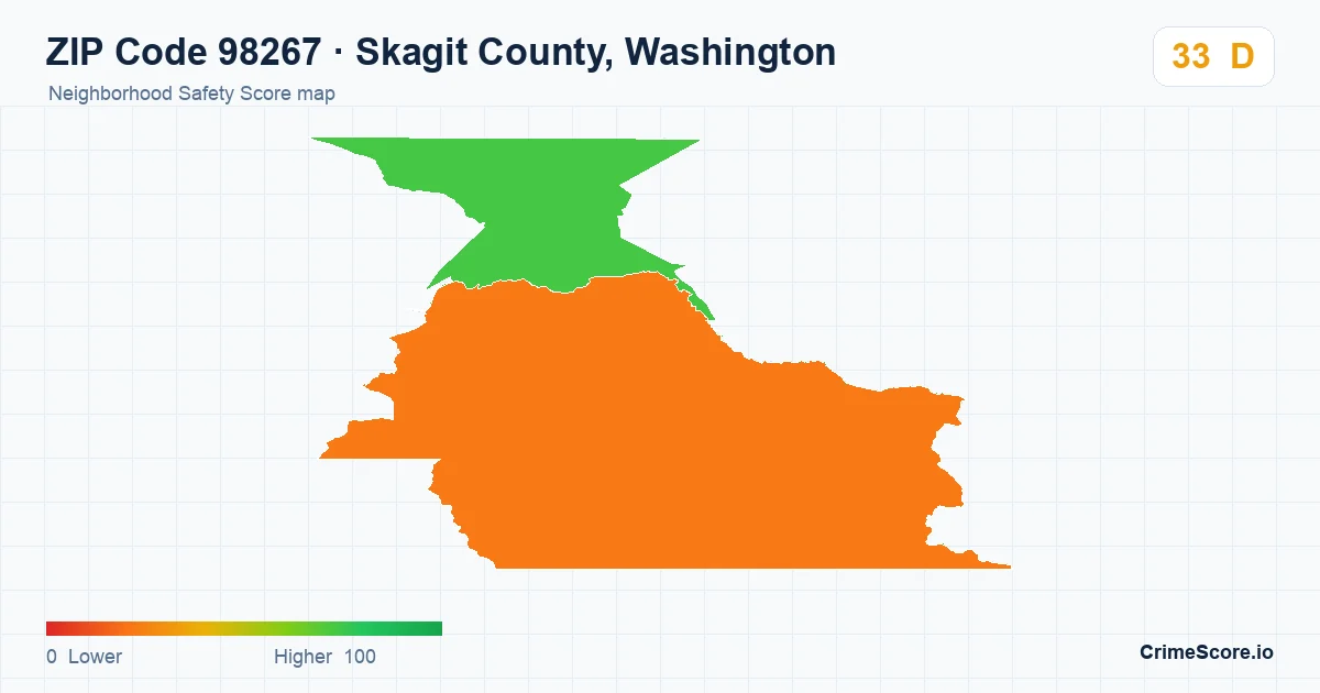 ZIP Code 98267 in Skagit County, Washington neighborhood Safety Score map