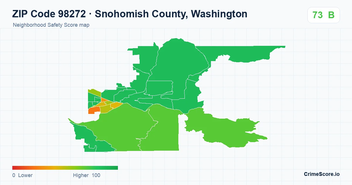 ZIP Code 98272 in Snohomish County, Washington neighborhood Safety Score map