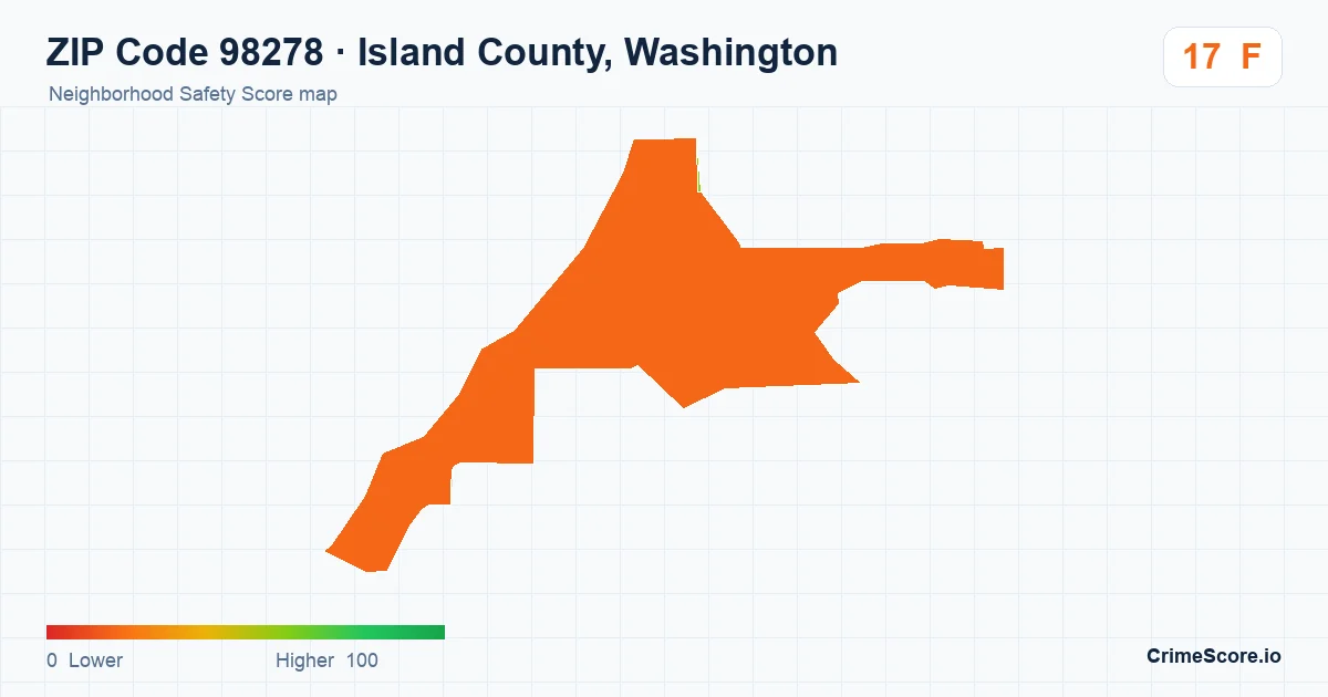ZIP Code 98278 in Island County, Washington neighborhood Safety Score map