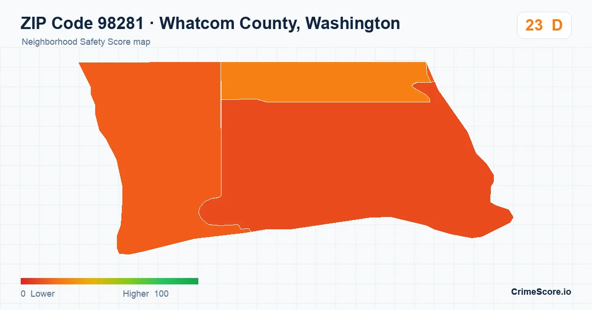 ZIP Code 98281 in Whatcom County, Washington neighborhood Safety Score map