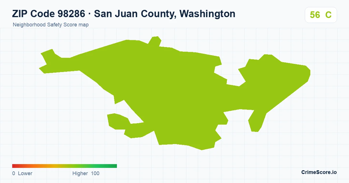 ZIP Code 98286 in San Juan County, Washington neighborhood Safety Score map