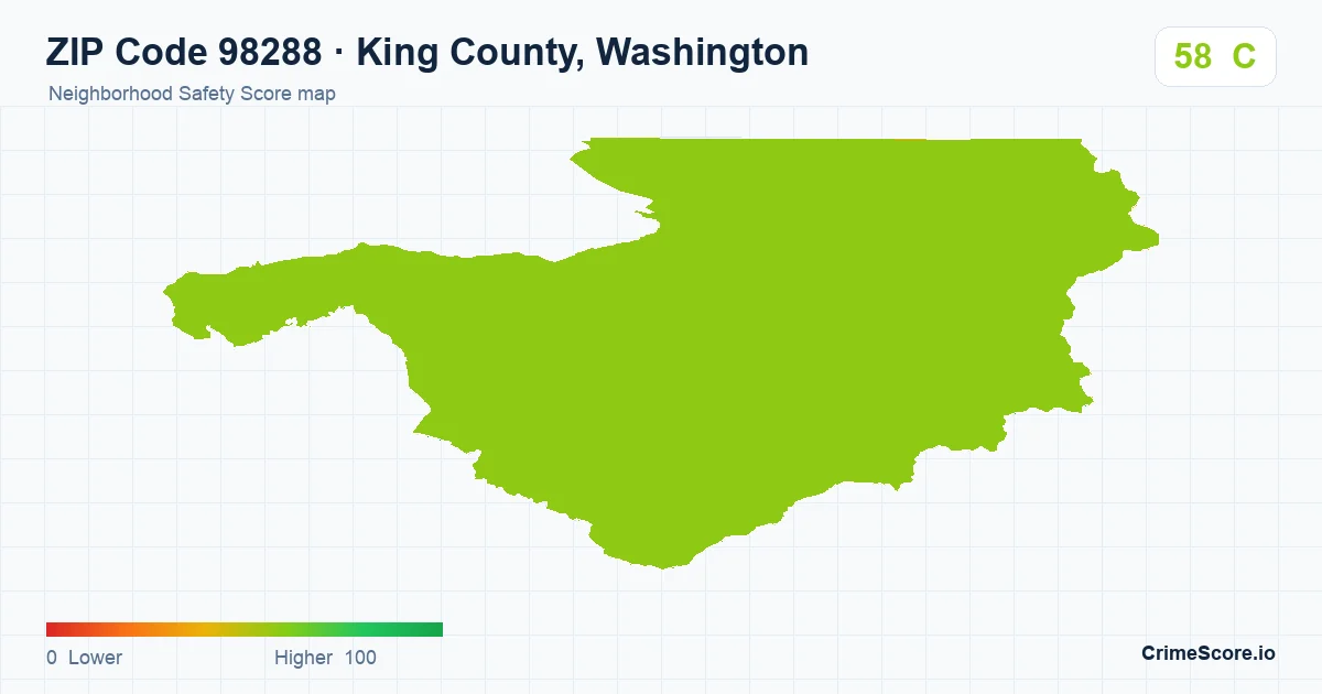 ZIP Code 98288 in King County, Washington neighborhood Safety Score map