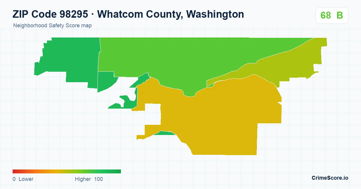 ZIP Code 98295 in Whatcom County, Washington neighborhood Safety Score map