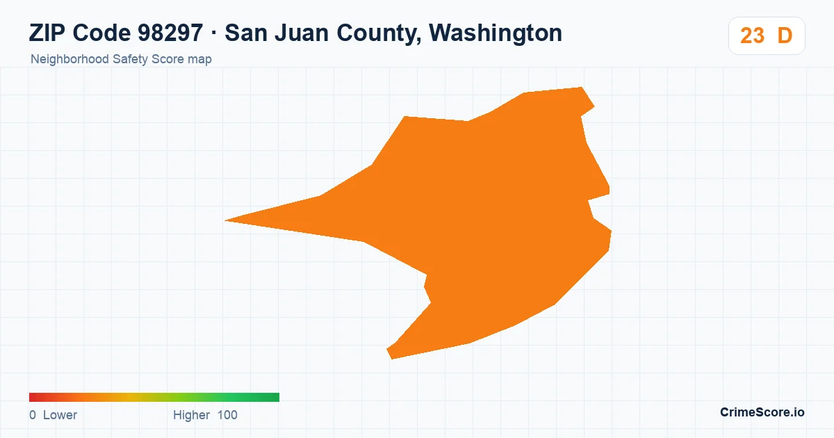 ZIP Code 98297 in San Juan County, Washington neighborhood Safety Score map