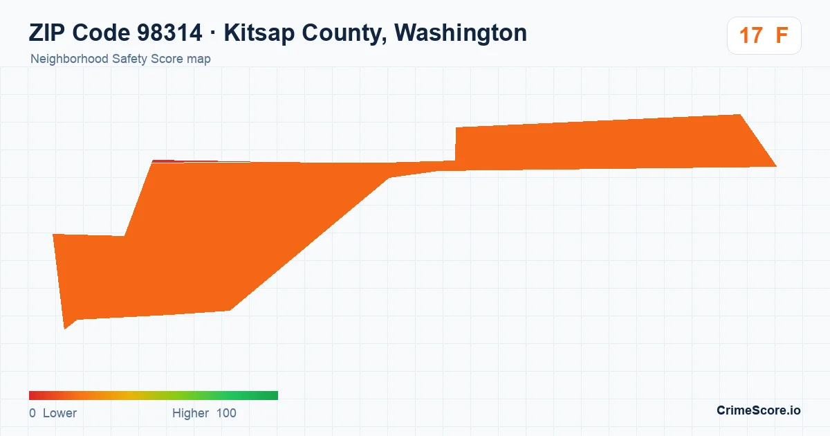 ZIP Code 98314 in Kitsap County, Washington neighborhood Safety Score map
