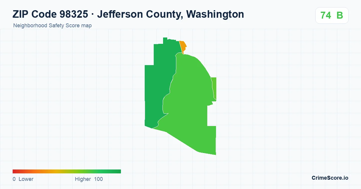 ZIP Code 98325 in Jefferson County, Washington neighborhood Safety Score map