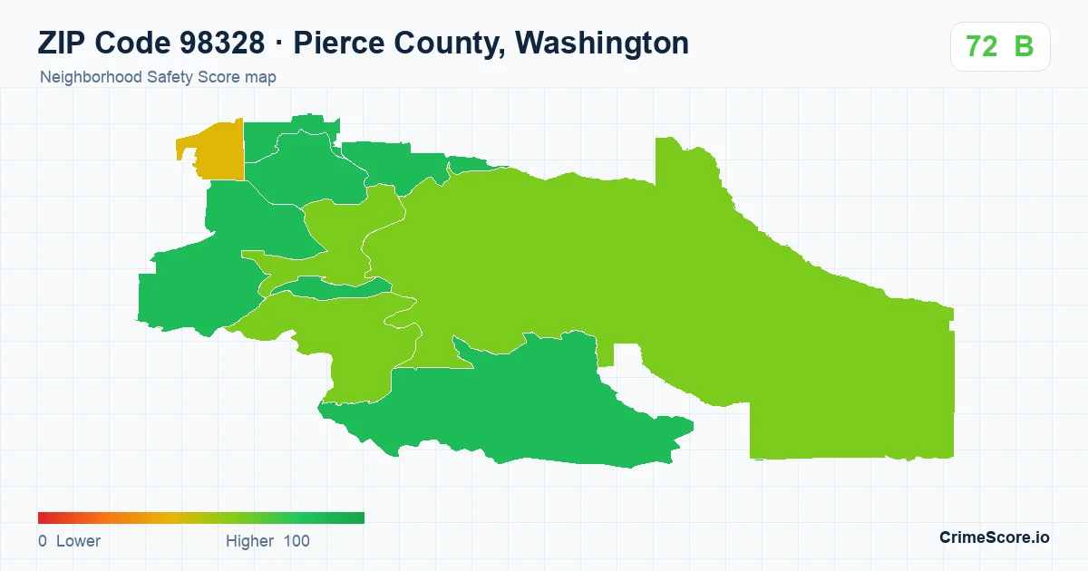 ZIP Code 98328 in Pierce County, Washington neighborhood Safety Score map