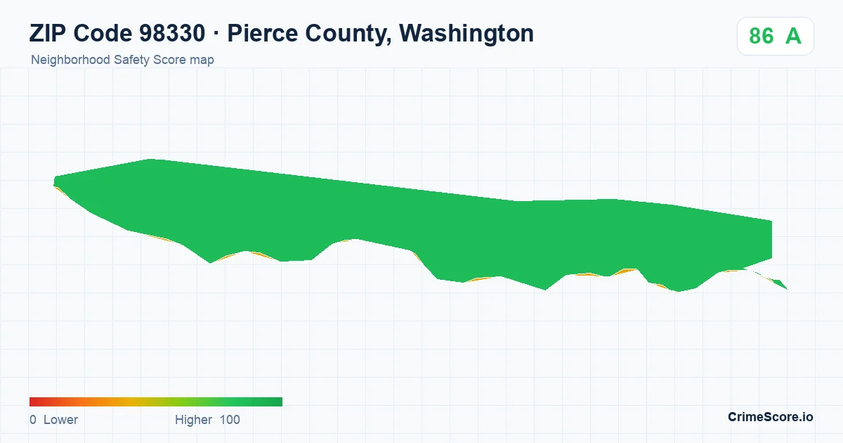 ZIP Code 98330 in Pierce County, Washington neighborhood Safety Score map