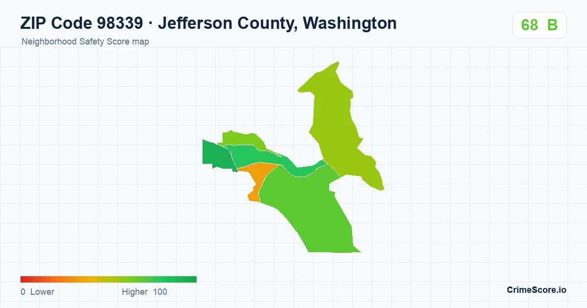 ZIP Code 98339 in Jefferson County, Washington neighborhood Safety Score map