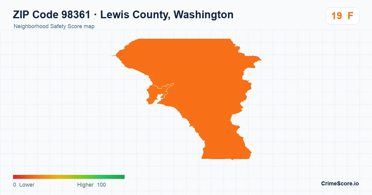 ZIP Code 98361 in Lewis County, Washington neighborhood Safety Score map