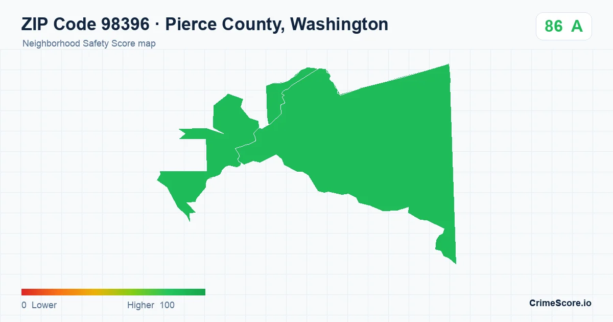 ZIP Code 98396 in Pierce County, Washington neighborhood Safety Score map