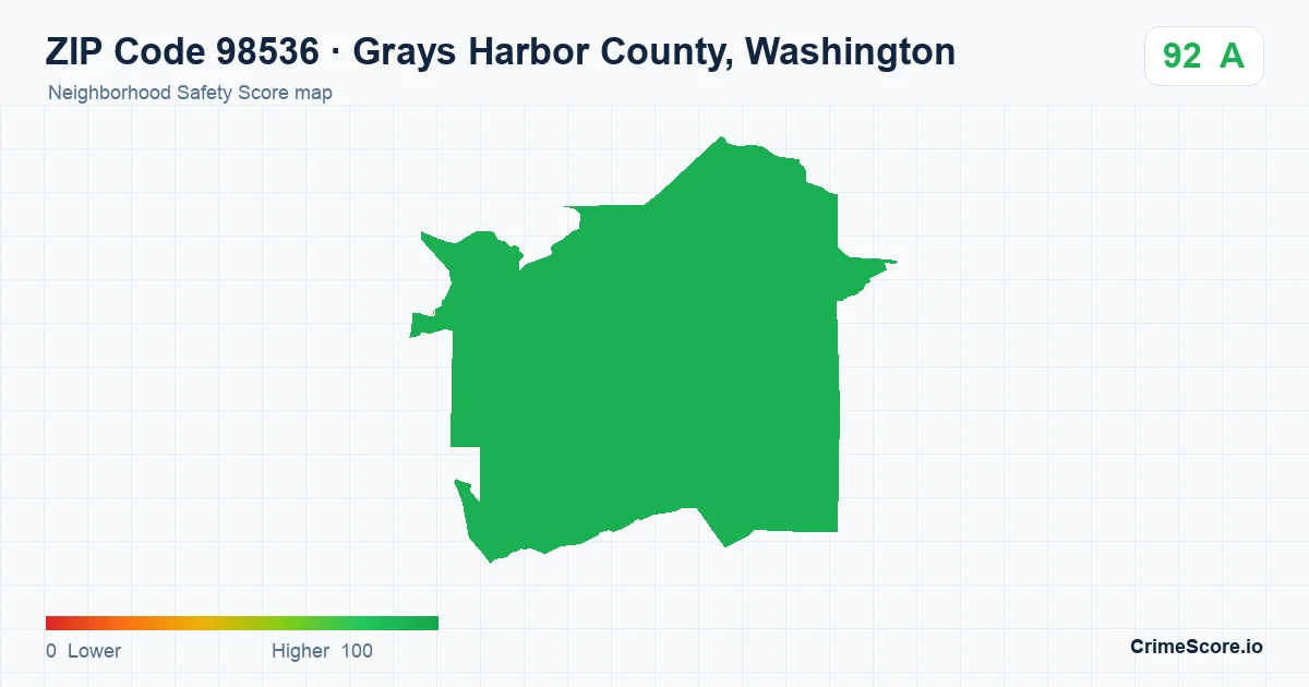 ZIP Code 98536 in Grays Harbor County, Washington neighborhood Safety Score map