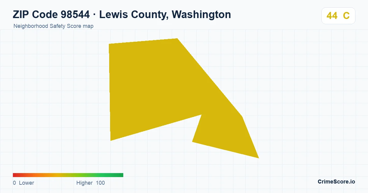 ZIP Code 98544 in Lewis County, Washington neighborhood Safety Score map