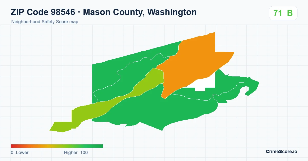 ZIP Code 98546 in Mason County, Washington neighborhood Safety Score map