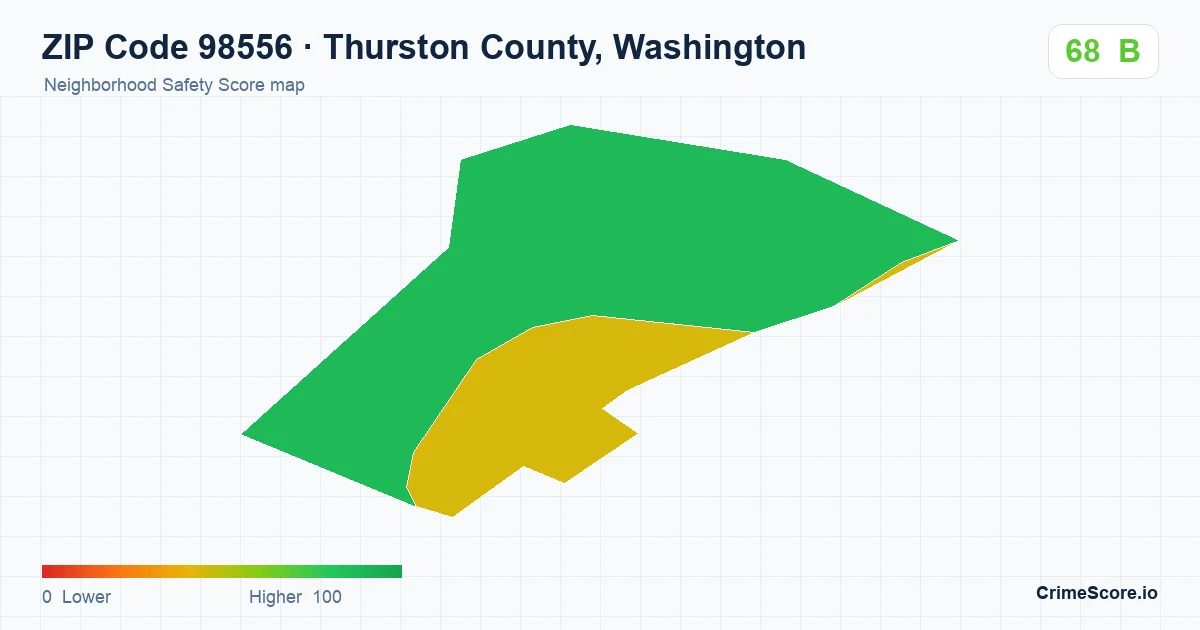 ZIP Code 98556 in Thurston County, Washington neighborhood Safety Score map