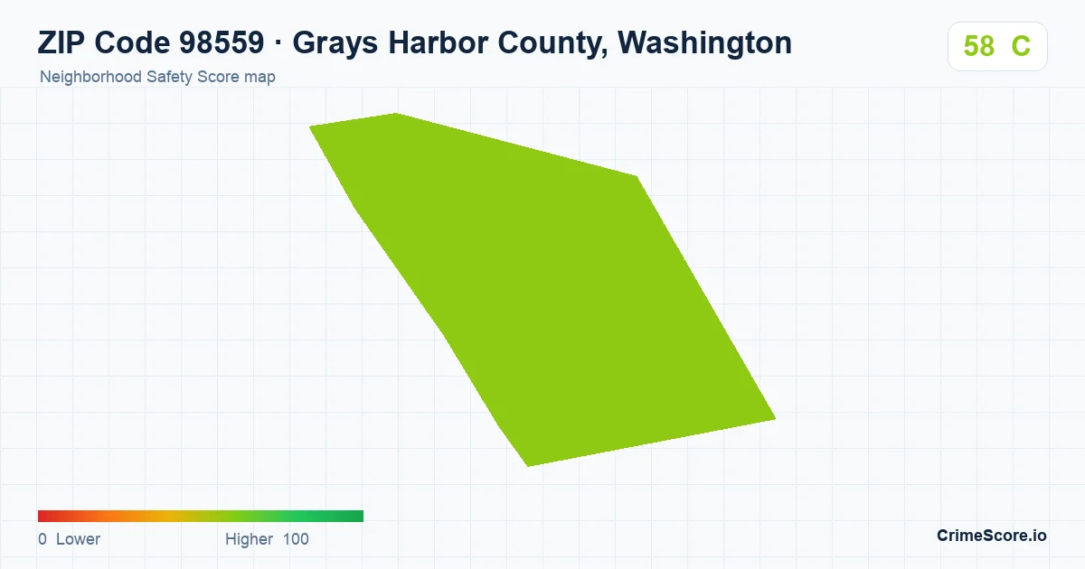 ZIP Code 98559 in Grays Harbor County, Washington neighborhood Safety Score map