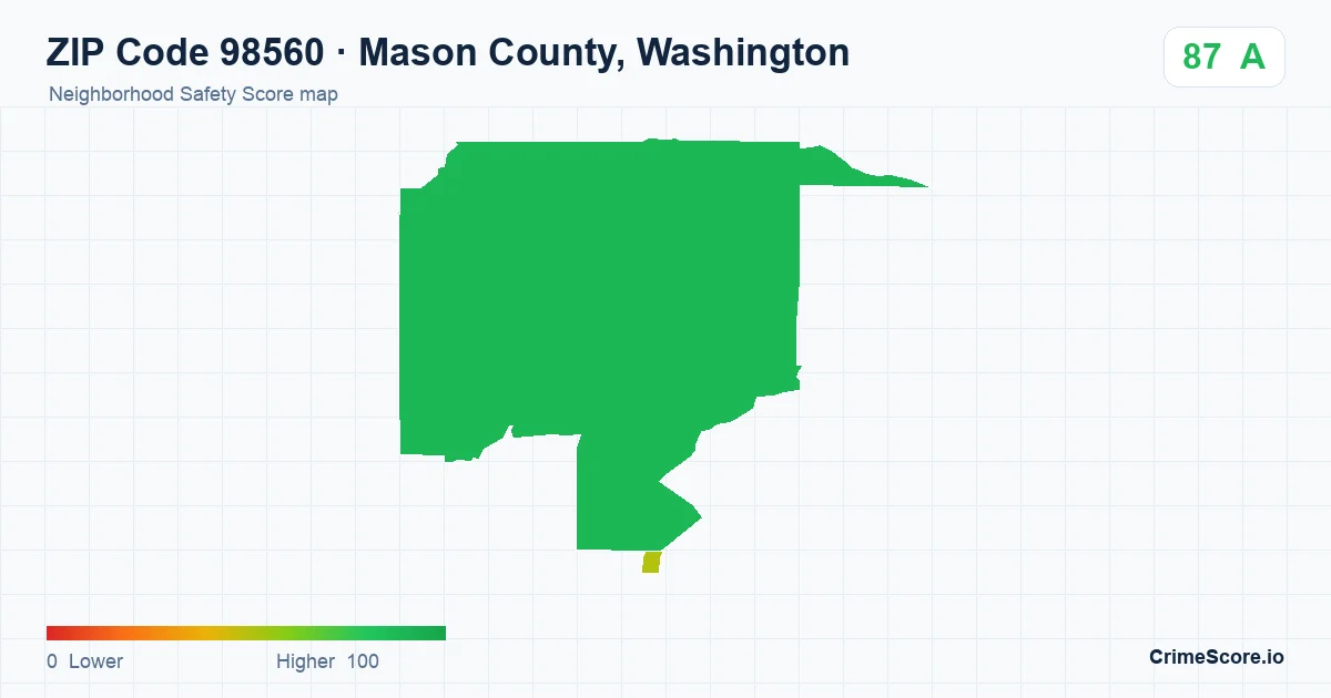 ZIP Code 98560 in Mason County, Washington neighborhood Safety Score map