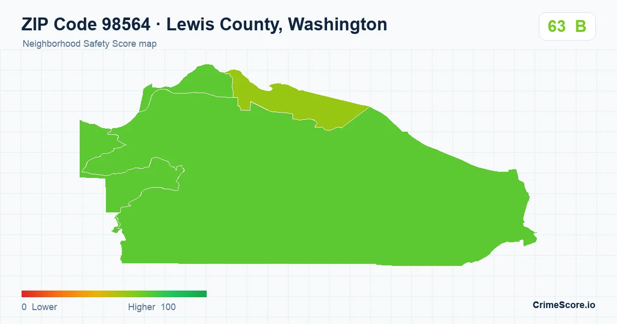 ZIP Code 98564 in Lewis County, Washington neighborhood Safety Score map