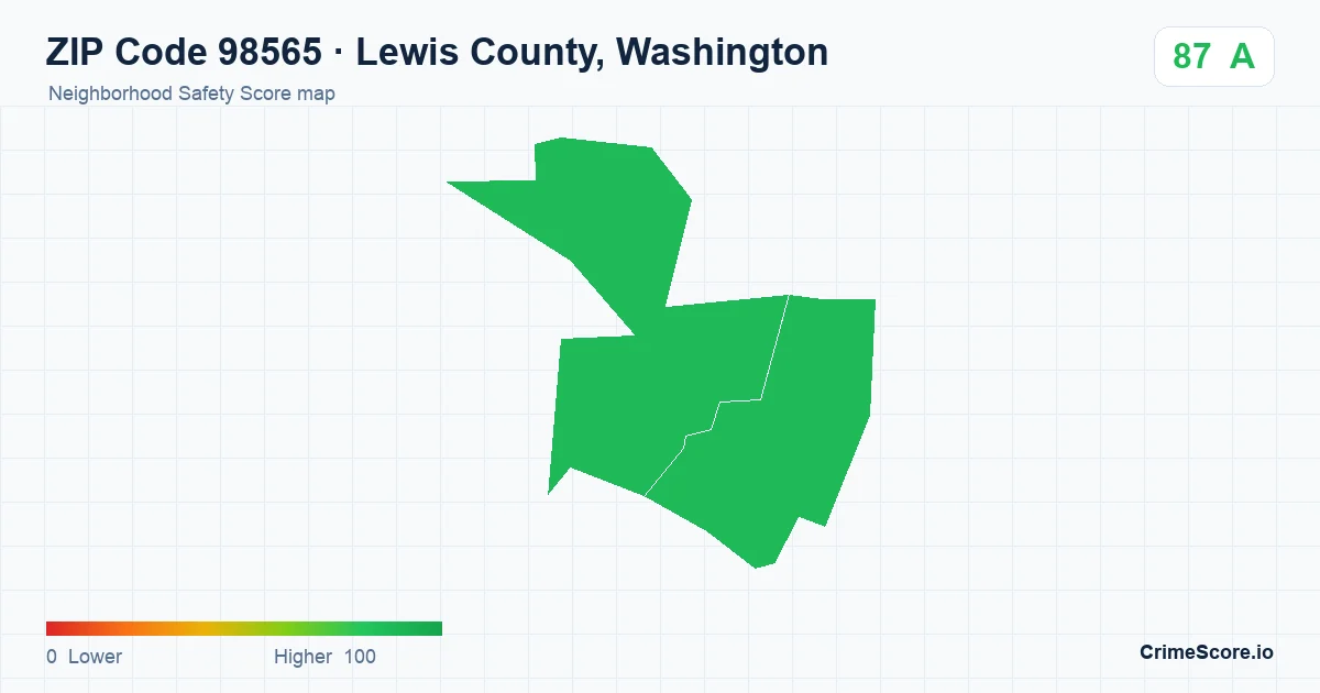 ZIP Code 98565 in Lewis County, Washington neighborhood Safety Score map