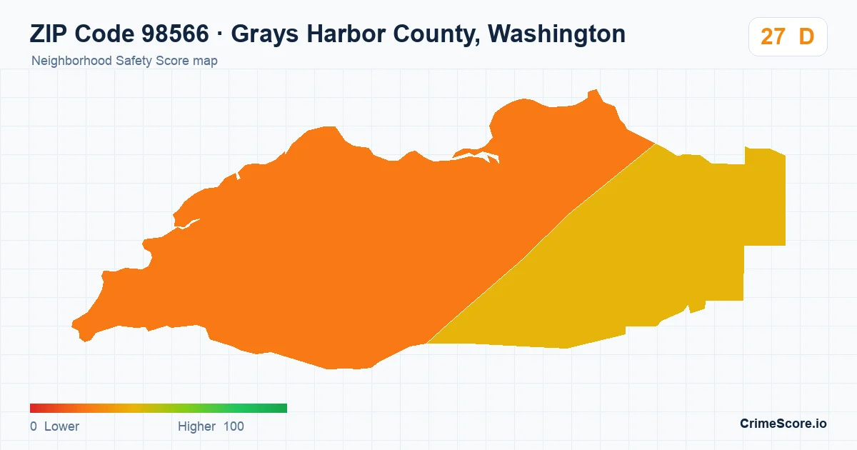 ZIP Code 98566 in Grays Harbor County, Washington neighborhood Safety Score map