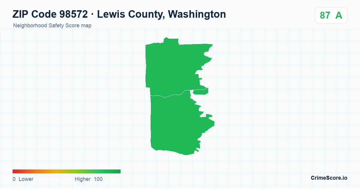 ZIP Code 98572 in Lewis County, Washington neighborhood Safety Score map