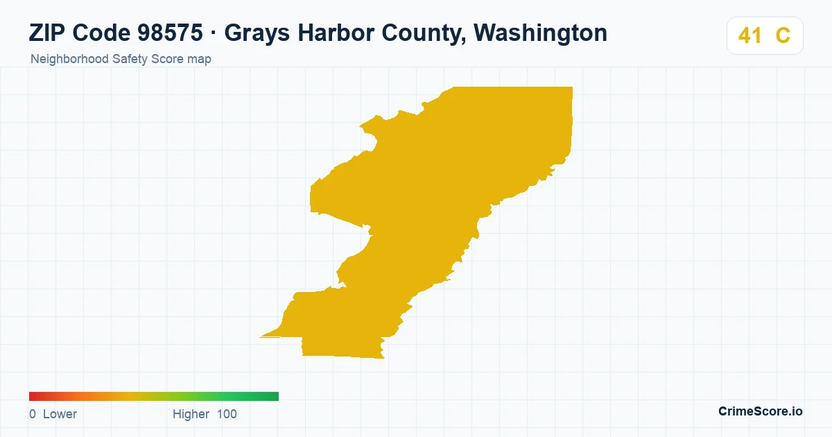 ZIP Code 98575 in Grays Harbor County, Washington neighborhood Safety Score map