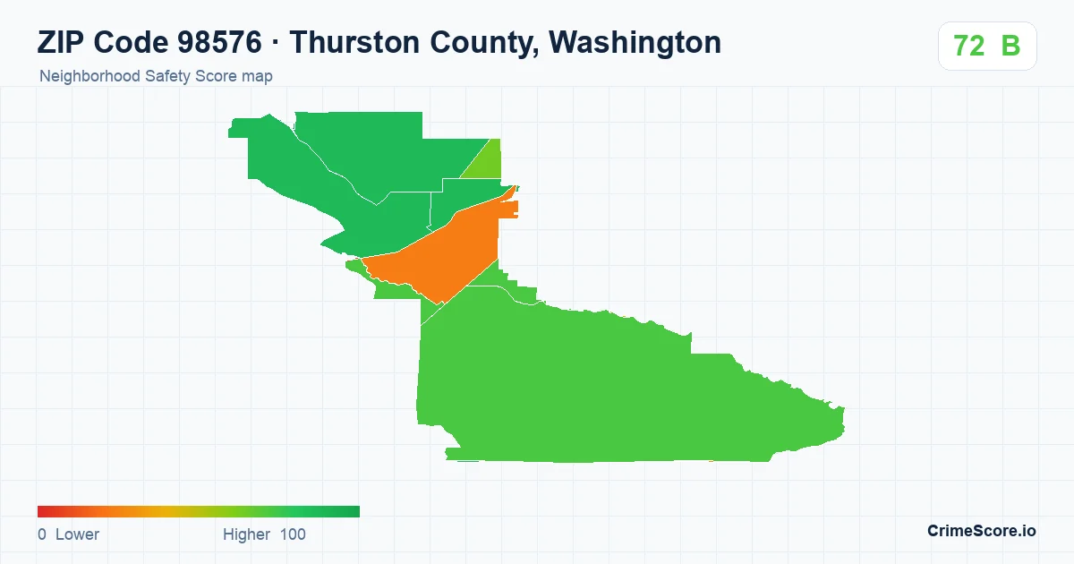ZIP Code 98576 in Thurston County, Washington neighborhood Safety Score map