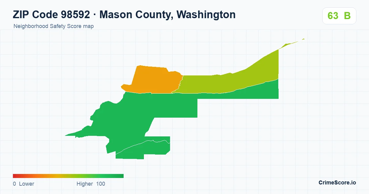 ZIP Code 98592 in Mason County, Washington neighborhood Safety Score map