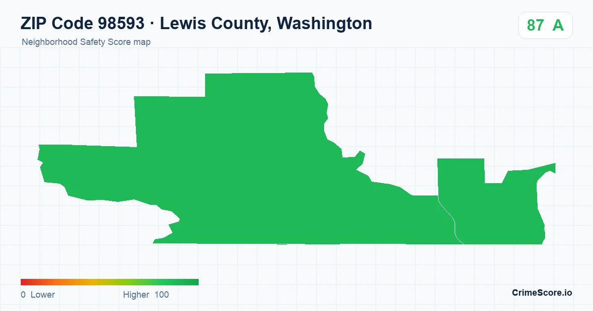 ZIP Code 98593 in Lewis County, Washington neighborhood Safety Score map