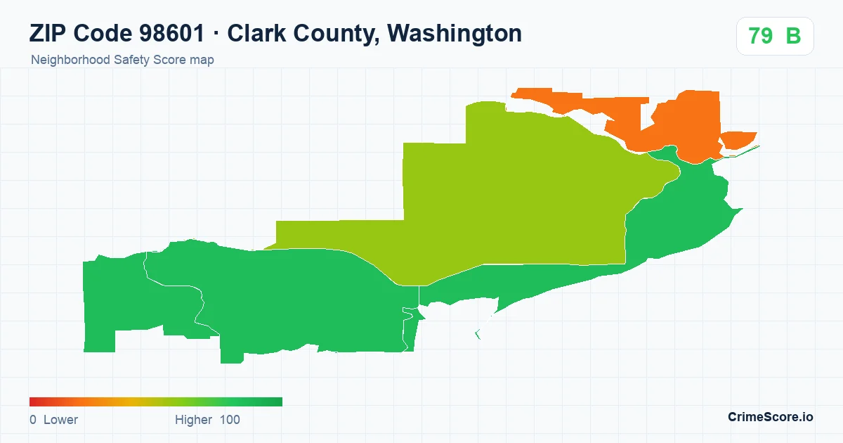 ZIP Code 98601 in Clark County, Washington neighborhood Safety Score map